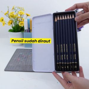 Deli Sketch Pencil Set / Pensil Sketsa / Pensil Gambar isi 8 Tempat Pensil Metal EC26