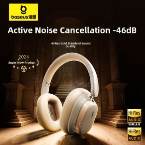 Baseus H1s Overhead Bluetooth Headset Wireless Active Noise Reduction Double Gold Seal Compatible with  Huawei Android
