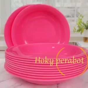 6 PCS PIRING MELAMIN PINK SOFT PIRING CEKUNG 9 INCH TEBAL