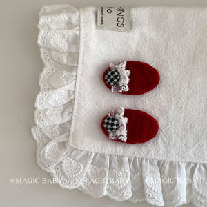 Sweet Knitted Wool Flower Hair Clips for Girls Baby Fashionable Autumn Winter New Style Hair Accessories Red Knitted Flower Hair Barrettes