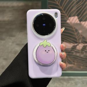 Cute Fat Eggplant Magnetic Absorption Silicone Gel Holder Soft Jelly Liquid Silicone Compatible with iQOO13 VivoX200Promini X100s