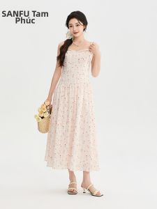 SANFU | Bow Neck Lace Patchwork Strap Waist Dress