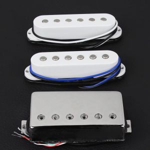 FLEOR 3pcs Alnico 5 SSH Guitar Pickups Single Coil & LP Humbucker Pickup 4 Wires for HSS Guitar Parts