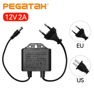 PEGATAH | PEGATAH DC12V 2A Nguồn Điện Chống Nước Với Phích Cắm EU Cho Camera Quan Sát Ngoài Trời AHD DVR NVR Adapter Sạc AC110V-240V Đầu Vào