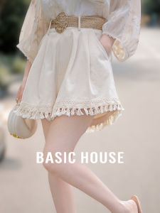 Quần Short Ống Rộng Cạp Cao Basic House Màu Đào Phong Cách Dân Tộc Mùa Hè Mới Quần Áo Làm Việc Giản Dị Giảm Tuổi