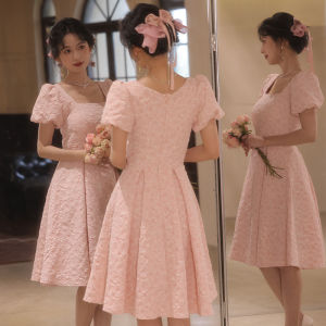 Small Dress Daily Wearable Summer New Arrival Engagement Pink Evening Dress Banquet Temperament Adult Ceremony Graduation Party
