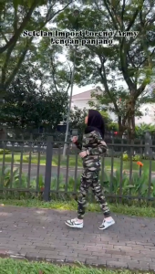 Setelan Panjang Loreng Army Wanita / Setelan Senam Panjang Army Wanita.