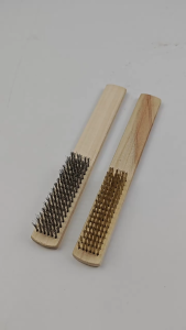 Dụng cụ tẩy gỉ cán gỗ đánh bóng làm sạch bàn chải dây thép mạ đồng bộ dụng cụ kim loại