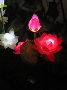 Đèn LED Năng Lượng Mặt Trời Ba Đầu Hình Hoa Sen Đèn Sân Vườn Ngoài Trời Bãi Cỏ Sân Thượng Công Viên Quảng Trường Trang Trí Cảnh Quan Cắm Vào Đèn Sàn