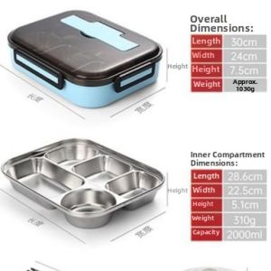 Portable Insulated Lunch Box Stainless Steel Bento Box