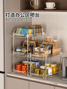 ชั้นวางของสำหรับจัดระเบียบของสำนักงานและร้านอาหารแบบพลาสติกสองชั้น สไตล์เรียบง่าย ใช้งานได้หลากหลาย