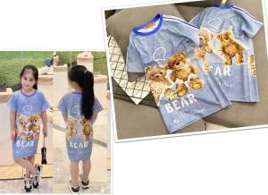 (11-45kg) đầm váy bé gái - thun lạnh 3D giả jeans đẹp mịn mát bền màu form rộng thoải mái  701