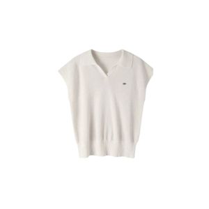 YUEZHONGWEI | เสื้อยืดคอโปโลไหมน้ำแข็งสีน้ำเงินสไตล์ฝรั่งเศสสำหรับผู้หญิงในฤดูร้อน เสื้อแขนสั้นทรงสลิมฟิต ทรงเข้ารูป ทรงปกติ