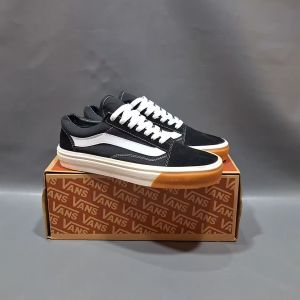 SEPATU VANS21 OLD SKOOL VAULT OG HITAM LIST PUTIH BEMPER GUM KANVAS 36-43