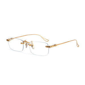 Chaoku | Ultra-light Rimless Prescription Glasses Men Silver Square Frame