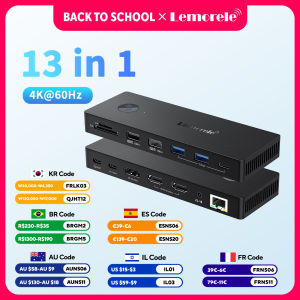 Lemorele | Lemorele 13-Ports Hub 5Gbps USB A/C Data Transfer Hub With RJ45 Double HDMI PD 4K 60Hz PD 100W for Laptop Multi-Port Expander