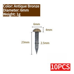 10PCS Round Head Antique Bronze Screws Decorative Push Pins 6/8/10/12/14/16mm Tack Stud Fasteners for DIY Furniture Jewelry Box