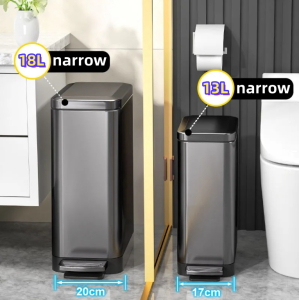 7L-20L Living Room and Kitchen Stainless Steel Mesh Red Trash Can Toilet Pedal For Home Foot Narrow Gap