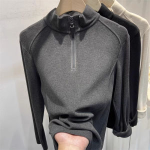 Elegant Stylish Double-faced Fleece Long Sleeve Half Zip Pullover