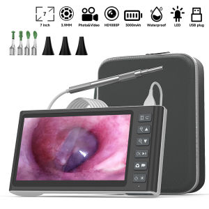 7 Inch IPS Screen Otoscope Camera HD1080P 3.9mm USB Ear Inspection Endoscope Waterproof Ear Cleaner Ear Spoon with Tool Case