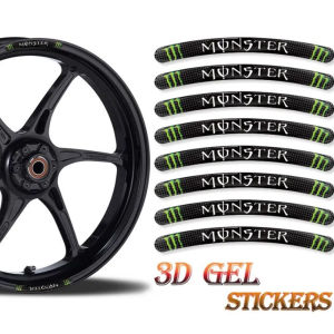1 Bộ 3D Gel xe máy rim Dải nhãn dán đa năng quái vật năng lượng Hình dán trang trí cho Yamaha Honda Suzuki Kawasaki