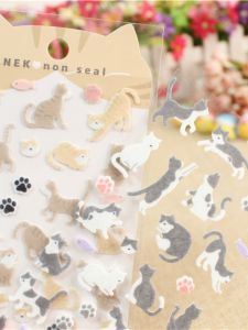 Cute Cat Stickers Black And Orange Cartoon 3D Felt Patches Boys Girls Decorative Small Stickers for Childrens Room Decoration