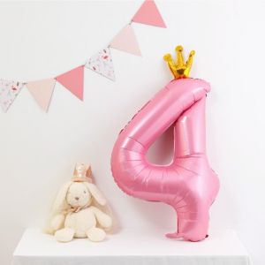 SHIERAI | Large Pink Crown Aluminum Foil Number Balloon 40inch