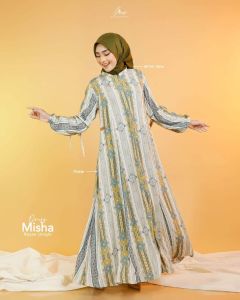dress gamis baju rok fashion muslim gaun dewasa casual misha dress arrafi exclusive korean style ootd terbaru terlaris best seller daily kondangan idul fitri viral 2023 adem halus lengan panjang motif garis gratis ongkir COD