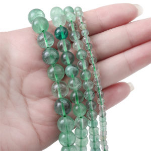 4/6/8/10mm Green Fluorite Natural Stone Beads Round Loose Space Beads For Jewelry Making DIY Charm Bracelets Necklace Earrings Accessories 15" 38cm