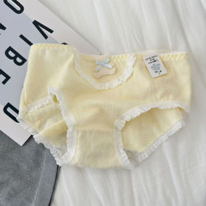 Pure Cotton Womens Underwear Sweet Bear Cartoon Design Breathable Mid-Waist Triangle Panties Student Mommy Comfortable Briefs