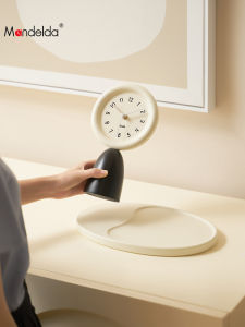 Mandelda Cream Style Desktop Clock Living Room Entrance TV Cabinet Decorations Wooden Material Handmade Craft Home Decor