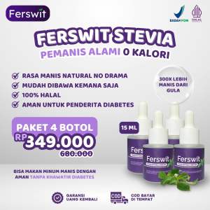 Ferswit Stevia Pengganti Gula Asli 100% Original Alami Halal isi 4 Botol