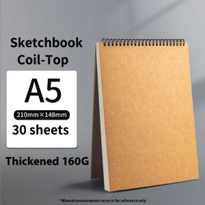 Art Sketchbook Thick Paper 120/160 GSM Kraft Paper Spiral Coil Book Office School Supplies Pencil Drawing Notepad Stationary