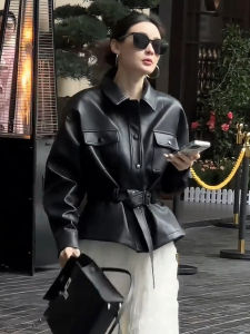 Stylish PU Leather Jacket Female Slim Fit