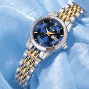 Poshi Jam Tangan Wanita StainlessSteel Anti Air Anggun Mewah Jam Kuarsa Original Tanggal Otomatis