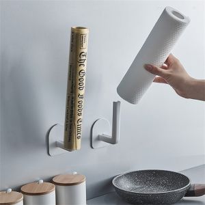 Multi-Functional L-Shaped Hook Handle Kitchen Pot Cover Paper Towel Cup Holder Storage Door Pull Handle Rack Nordic Style Pure Color