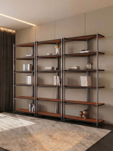 Sleek Minimalist Stainless Steel Display Shelving Unit
