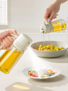 Suncha | Dual Nozzle Kitchen Oil Bottle with Sprayer and Pourer