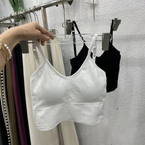 Áo Ba Lỗ Cổ Chữ V Màu Đen Có Đệm Ngực Co Giãn Ôm Vừa Vặn Cho Nữ Áo Ba Lỗ Mùa Hè Màu Trơn Phong Cách Công Sở Áo Ba Lỗ Ngắn