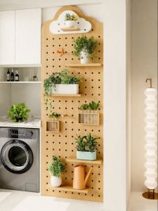 BEIQIVI | Wall Mounted Greenery Storage Shelf Real Wood