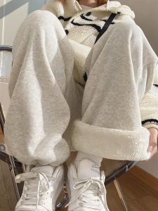 YAYANGREN | Thickened Fleece Womens Sport Pants Autumn Winter Loose Cuffed Wide Leg