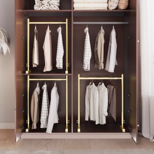 Adjustable Thickened Clothesline Stand for Wardrobe Free-standing Clothes Drying Rod Large Closet Connecting Support Bar