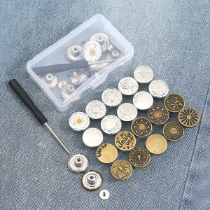 MaxPlus No Sewing Jeans Metal Waist Buttons with Screwdriver Adjustable Removable Pants Snap Buckles 10/20pc