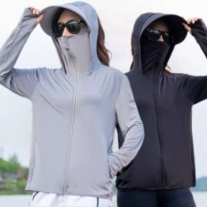 Ice Silk Outdoor Fishing Womens Breathable Sun Protection Clothing Lightweight Summer New Style KHKW Commute Style Loose Fit