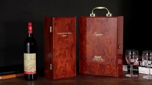 กล่องไม้ เก็บขวดไวน์2ขวด กล่องกล่องของขวัญ ✅พร้อมส่ง