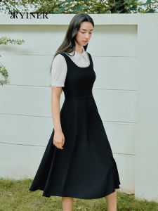 YINER | Stylish Color Contrast Fitted Illusion Two-piece Dress