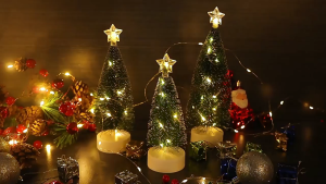 LED Light String Mini Christmas Tree Decoration 3set Ornament Atmosphere Warm Light Lamp Applicable Christmas Party Bedroom Living Room office kitchen