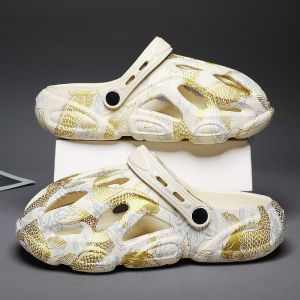 Mens Summer Outdoor Sports Sandals Anti-Slip Deodorant Full Coverage Slip-On Beach Shoes Comfortable EVA Material Thick Sole