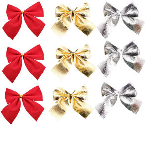 10/20/50Pcs Christmas Bow Red Gold Mini Xmas Tree Bowknot for Home Decoration Wedding Decor Navidad New Year Party DIY Gift