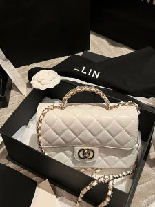 กระเป๋าถือหนังแท้ Mini CF พร้อมประดับ Rhinestone กระเป๋าสะพายข้างโซ่ผ้าแฟชั่นสําหรับผู้หญิงสําหรับใช้ประจําวัน